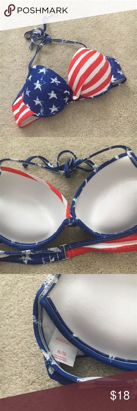 American Flag Push Up Halter Bikini Top Size Xl Light Push Up Super