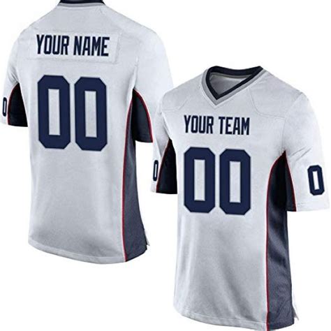 Custom White Football Jersey with Blue Red