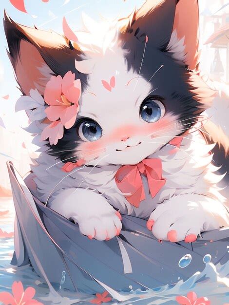 Premium Photo Cute Cat Anime Art Styles