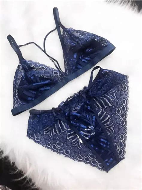 Conjunto De Lingerie Renda Azul Novo Roupas Central Santana OLX