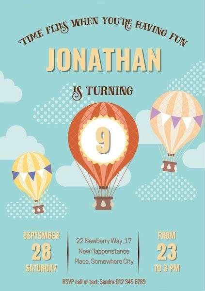 Hot Air Balloon Party Invite Yombu