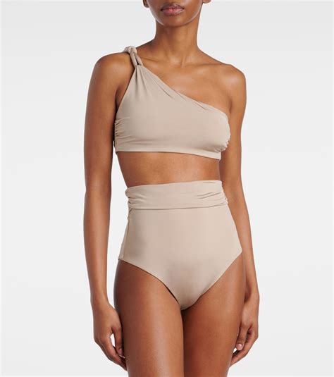 Alisia One Shoulder Bikini Top In Beige Max Mara Mytheresa