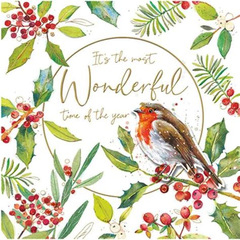 Ling Design Luxury Christmas Cards Little Red Robin Pack Of 5
