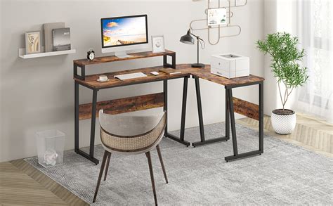 Treetalk Computer Desk L Shaped Corner Desk With Large Monitor Stand