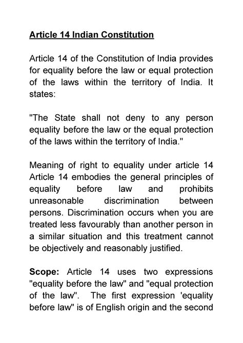 Article 14 Indian Constitution Article 14 Indian Constitution Article