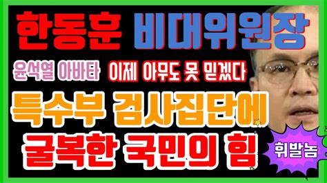 속보국민의 힘 비대위원장 한동훈 으로 간다 결국 특수부 검사 윤석열 한동훈에 의해서 완전히 장악된 국민의 힘 이럴려고