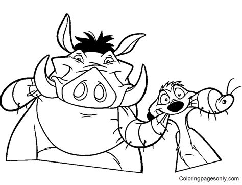 Lion King Timon And Pumbaa Printable Coloring Page Extra Coloring Home