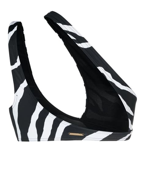 Stella McCartney Zebra Print Cut Out Bikini Top Farfetch