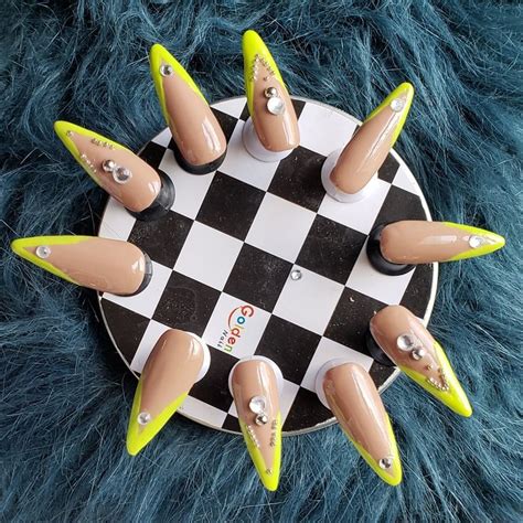 Nude Neon Stiletto Nails
