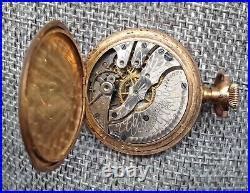 Antique Hampden Dueber Pocket Watch 14 Karat Gold Filled Case Fine Rare