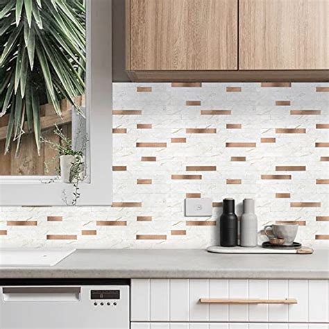 Homeymosaic Sheets Peel And Stick Backsplash Tile Subway Marble