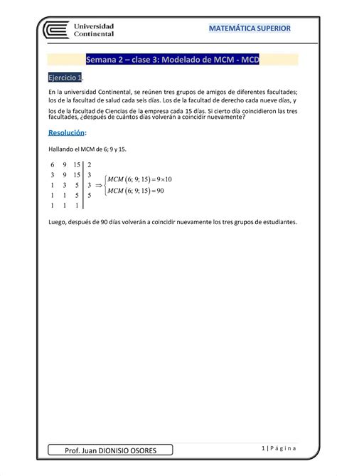 Pdf Semana Clase Modelado De Mcm Mcd Ejercicio Compress Semana
