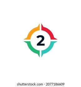 Colorful Number 2 Inside Compass Logo Stock Vector (Royalty Free ...