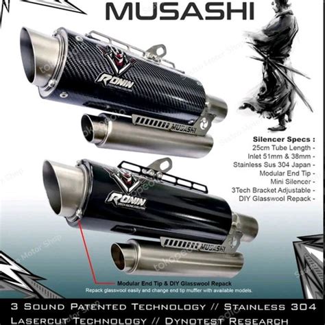 Jual Knalpot Ronin Musashi Silincer Only Only Hybrid Mode Suara Tech