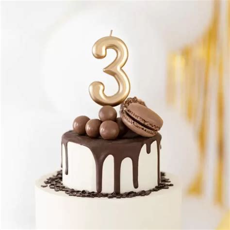 Vela 3 Dourado Pirikos Cake Design Party Shop