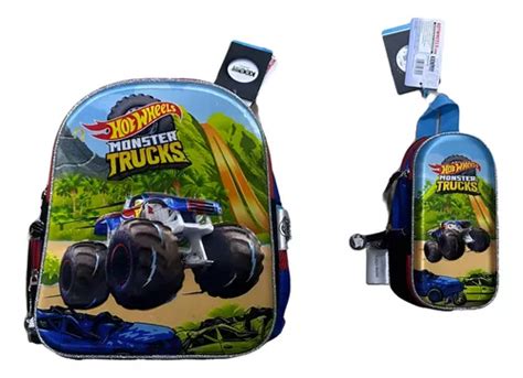Kit Mochila Pequeña Y Lapicera Hot Wheels Monster Truck Meses sin interés