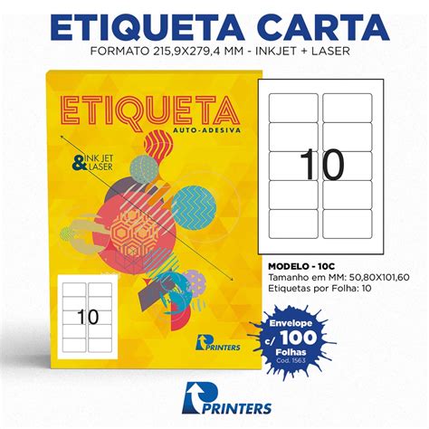 100 Folhas Etiqueta Tamanho CARTA Inkjet Laser 46 56 Mm X 77 79 Mm