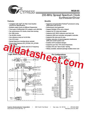 W320 03 Datasheet PDF Cypress Semiconductor