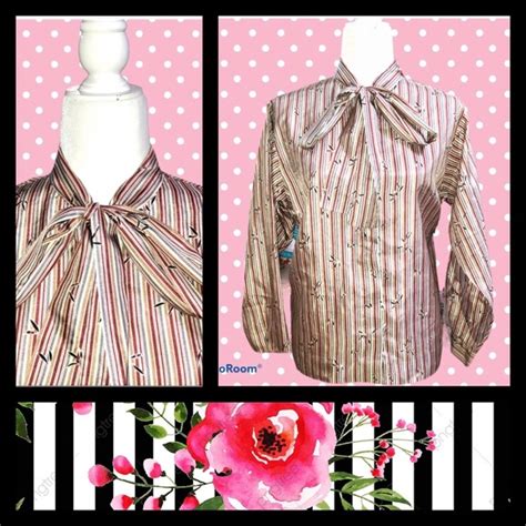 Vintage Tops Vintage Button Down Blouse With Pussy Bow Poshmark