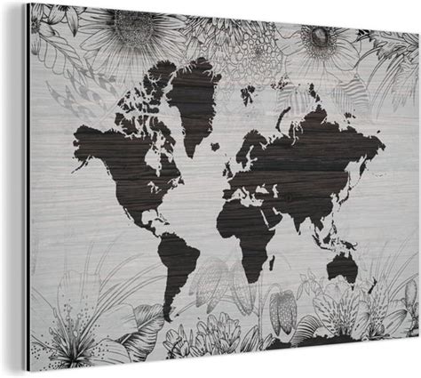 D Coration Murale M Tal Peinture Aluminium Carte Du Wereldkaart