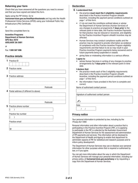 Fillable Online Humanservices Gov Practice Incentives Program Ehealth