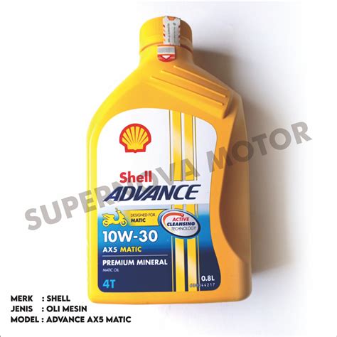 Jual OLI MESIN SHELL ADVANCE 4T AX5 MATIC 10W 30 PREMIUM MINERAL ACTIVE