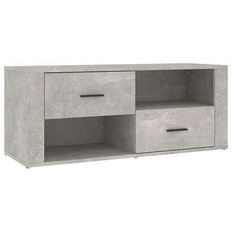 HUA Têtes et pieds de litMeuble TV Gris béton 100x35x40 cm Bois d