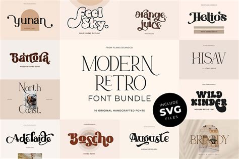 Modern Retro Bundle Serif Fonts Procreate Fonts Canva Etsy