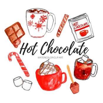 Watercolor Winter Hot Chocolate Clipart By Writelovely TPT