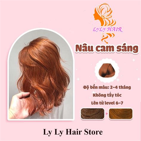 HOT Thuốc nhuộm tóc màu Nâu Cam đồng sáng hot trend tặng kèm gang tay và oxy trợ nhuộm