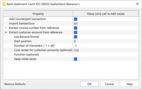 Bank Statement Camt ISO 20022 Switzerland Banana Banana Accounting