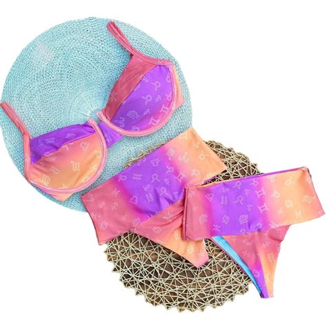 Biquíni Hot Pants Faixa Meia Taça Retrô Zodíaco Resort Submarino