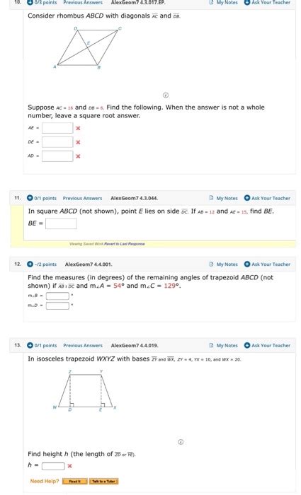 Solved Points Previous Answers Alexgeom Ep Chegg