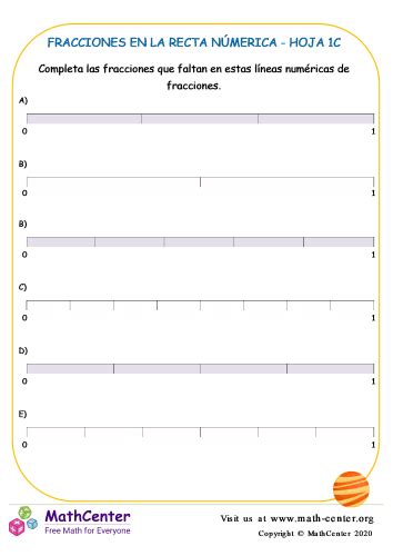 Fracciones En La Recta N Merica Hoja C Hojas De Trabajo Math Center