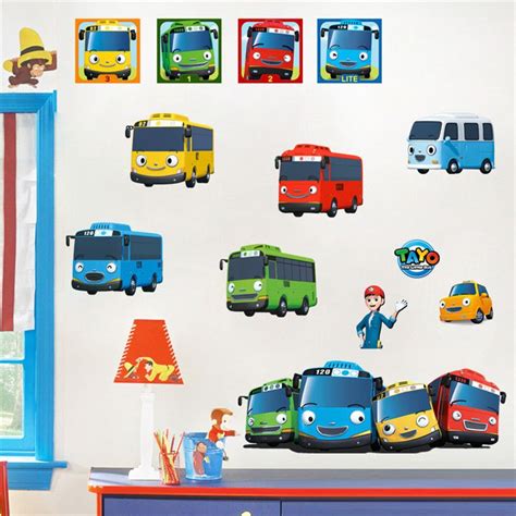 3d Cartoon Tayo The Little Bus Wall Sticker For Kids Baby Boy Rooms