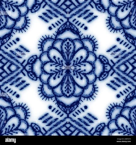 Seamless classic blue and white ceramic design Stock Photo - Alamy