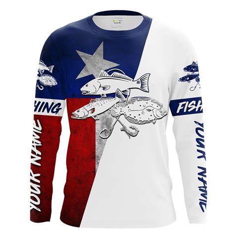 Texas Slam Redfish Trout Flounder Custom Texas Flag Fishing Shirts