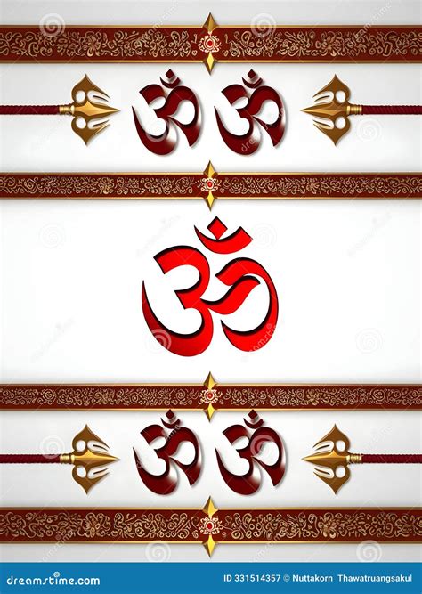 3d Trident And Om Symbol Border Concept As Horizontal Frame With