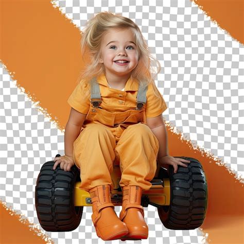 Une Petite Fille Uralienne Blonde Respire L optimisme Dans Une Tenue De Mécanicien De Voiture