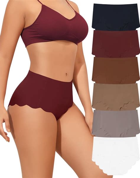 LEVAO High Waisted Seamless Underwear For Women Full Coverage No Show Bikini Wave Edge Underwear