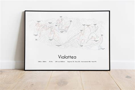 Vialattea Milky Way Ski Piste Map Posterprint Etsy