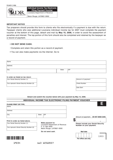 Fillable Form R V Individual Income Tax Electronic Filing Payment