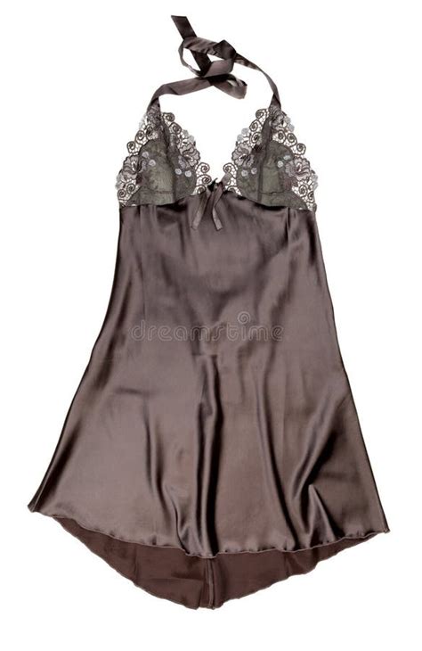 Brown Satin Ladies` Nightgown Isolate On White Stock Photo Image Of