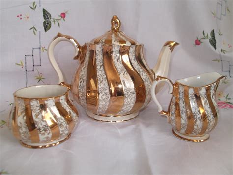 Vintage Gold Sadler Swirl Teapot Tea Set With Gold By Musesvintage