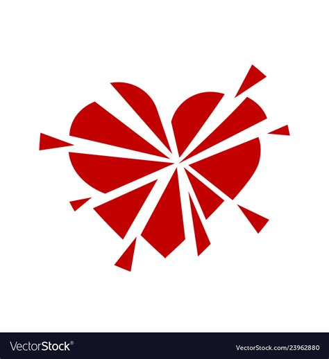 Broken Red Heart Icon Minimalism Royalty Free Vector Image