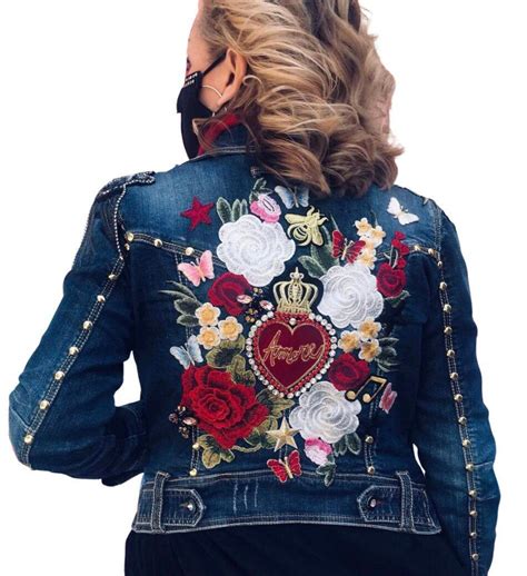 Chaqueta Vaquera Flores Y Tachuelas Cazadora Vaquera Con Etsy Espa A