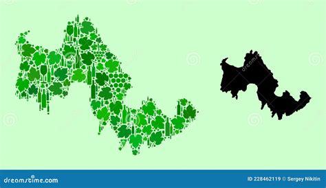 Mapa Das Colagens De Vinhos E Uvas Das Ilhas Tilos Ilustração do Vetor