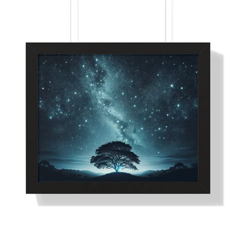 Starry Silhouette: Tree Against Night Sky Framed Poster - Etsy