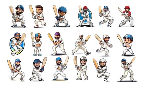 Pack D Illustration Vectorielle De Joueur De Cricket Vecteur Premium