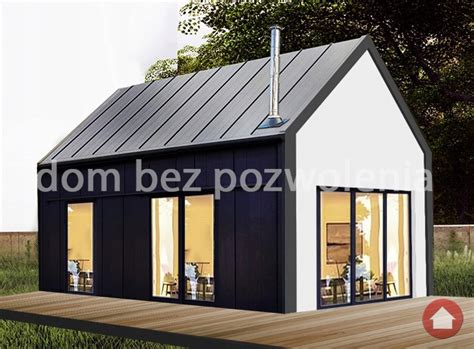 Dom bez pozwolenia Projekt domu 35m2 SZKIELETOWY na zgłoszenie